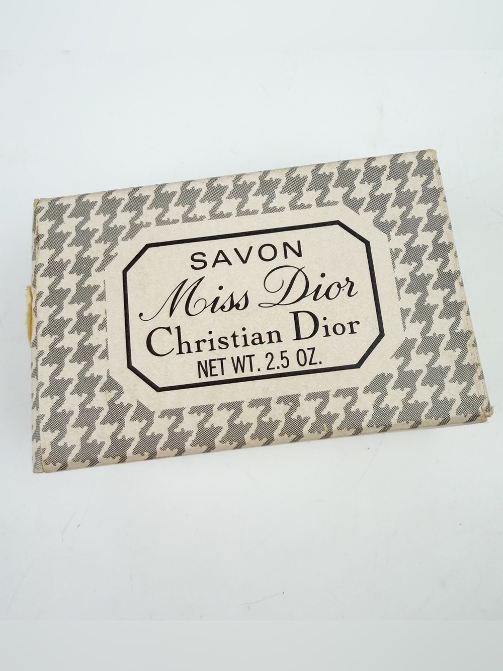 Vintage Christian Dior Miss Dior Perfumed Soap Savon 2.5 oz Houndstooth Box